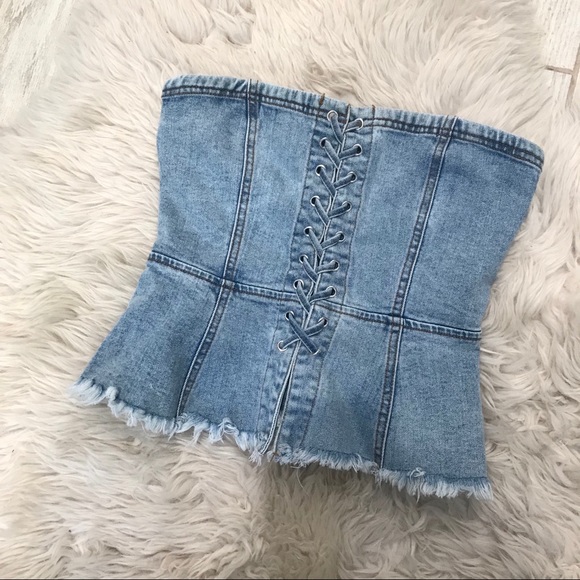 denim bustier top forever 21